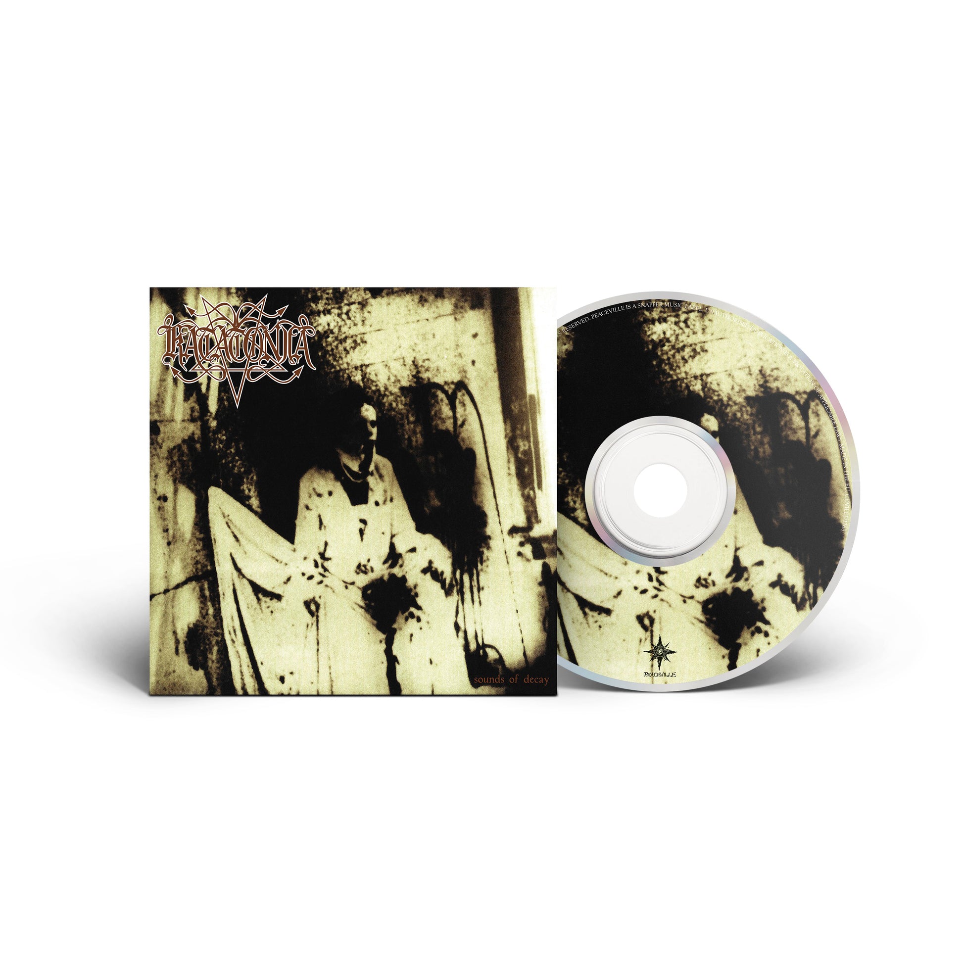 A CD and case display sepia-toned, abstract art of a veiled figure with shadows. Katatonia, the Death/Doom Metal bands name, and the album title Dance of December Souls appear on the cover. Brand: Katatonia.